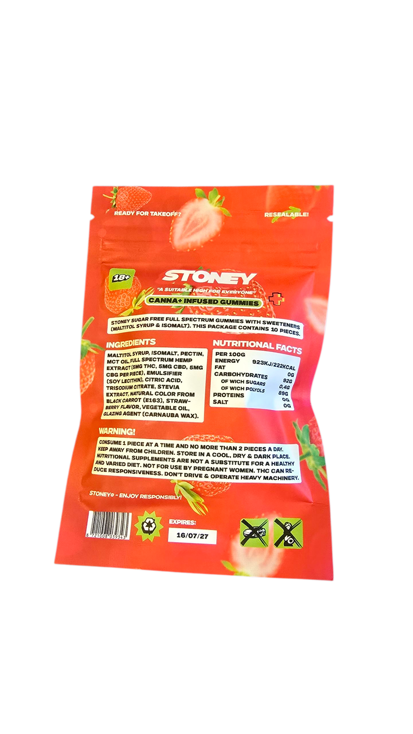 Stoney THC Gummies Strawberry  10 stuks 0,2%
