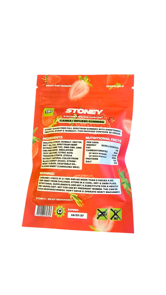 Stoney THC Gummies Strawberry  10 stuks 0,2%