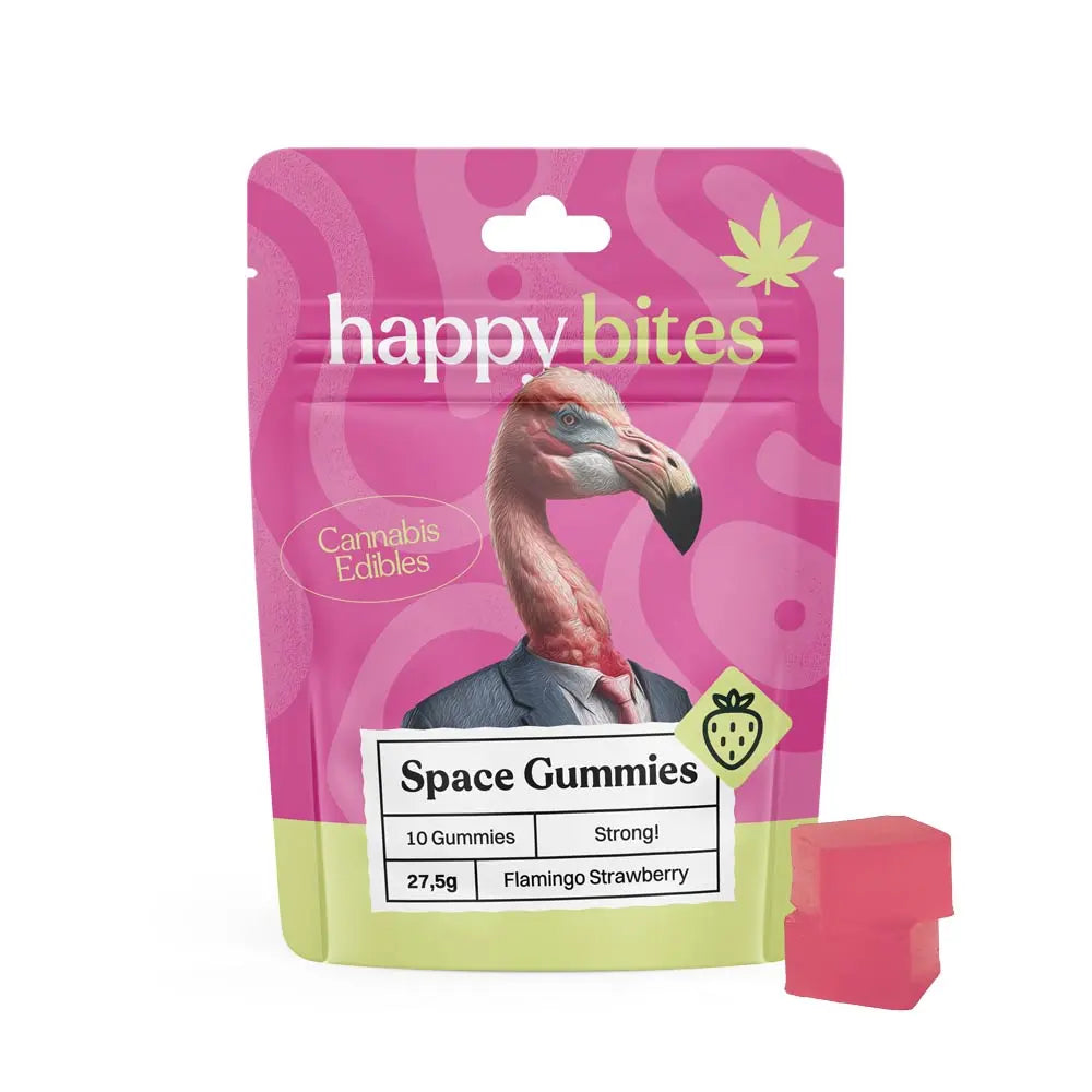 Happy Bites Gummies Flamingo Aardbei, 10 stuks x 50 mg, 500 mg