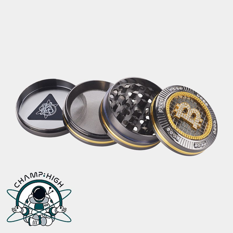 4 PART BLING BLING GRINDER - BITCOIN - 50MM