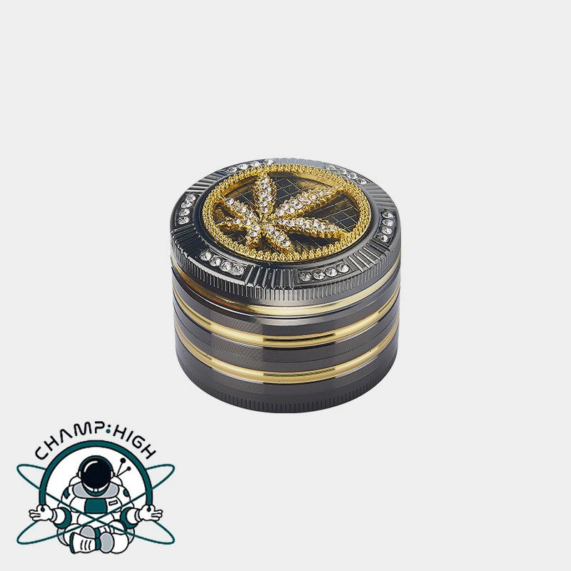 4 PART BLING BLING GRINDER - LEAF - 50MM