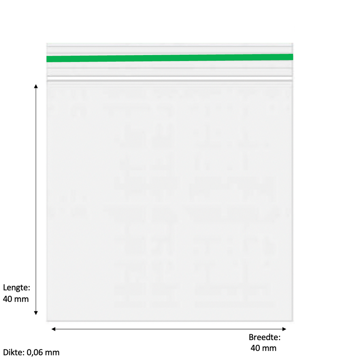 40 x 40mm 60 micron 100 stuks – Groen