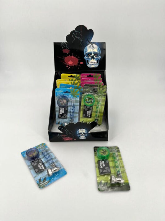 Glass Pipe With Screens and Mini Grinder Set