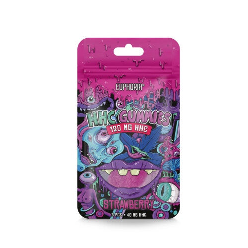 Euphoria HHC Gummies Aardbei, 120mg, ( 3 stuks x 40 mg)