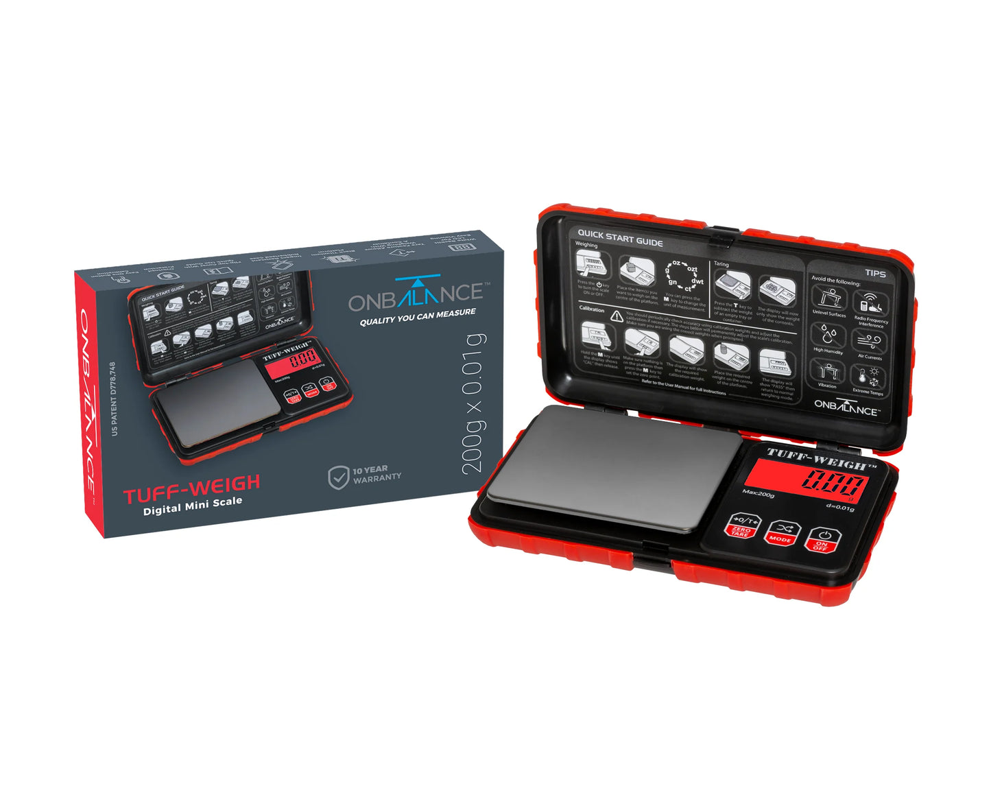 Onbalance digital mini scale red - 200g X 0.01g