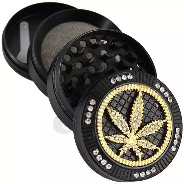 4 PART BLING BLING BLACK GRINDER - 50 X 40MM