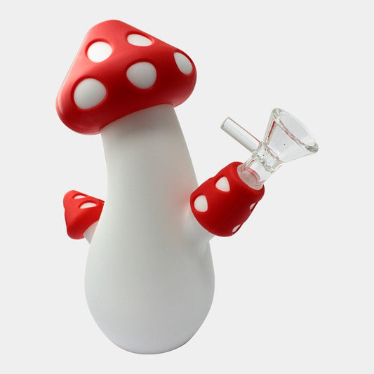 SILICONE BONG - RED MUSHROOM - 18CM