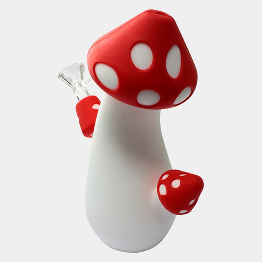 SILICONE BONG - RED MUSHROOM - 18CM