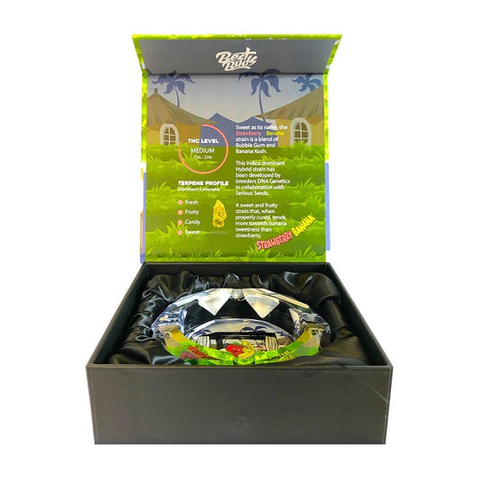 BEST BUDS CRYSTAL ASHTRAY WITH GIFT BOX STRAWBERRY BANANA