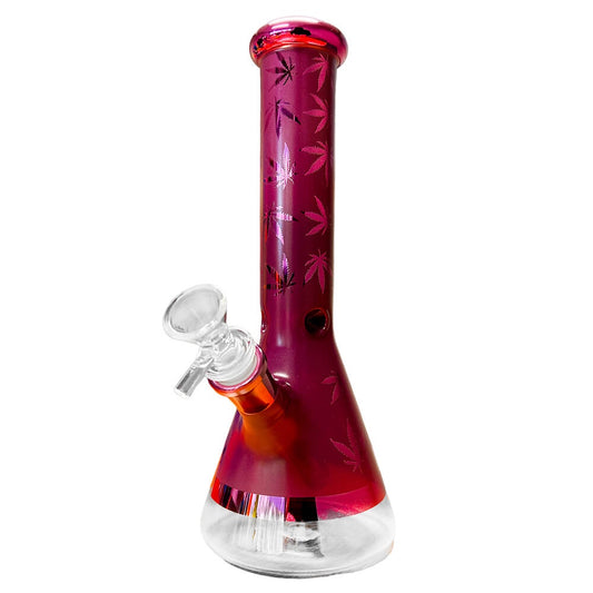 Weed Leaves Glass Bong Red 25cm