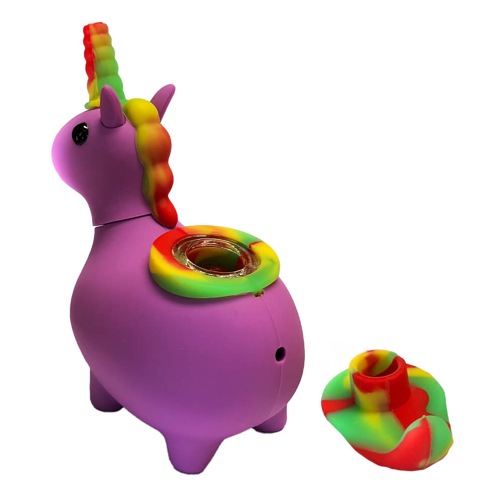 Purple Unicorn Silicone Pipe 12cm