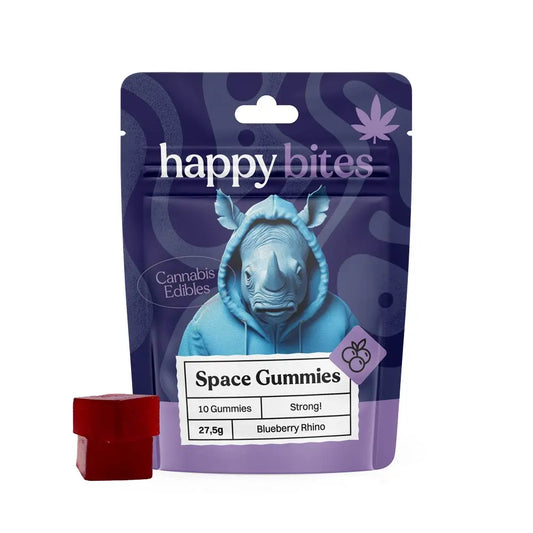 Happy Bites  Gummies Bosbes Neushoorn, 10 stuks x 50mg, 500 mg