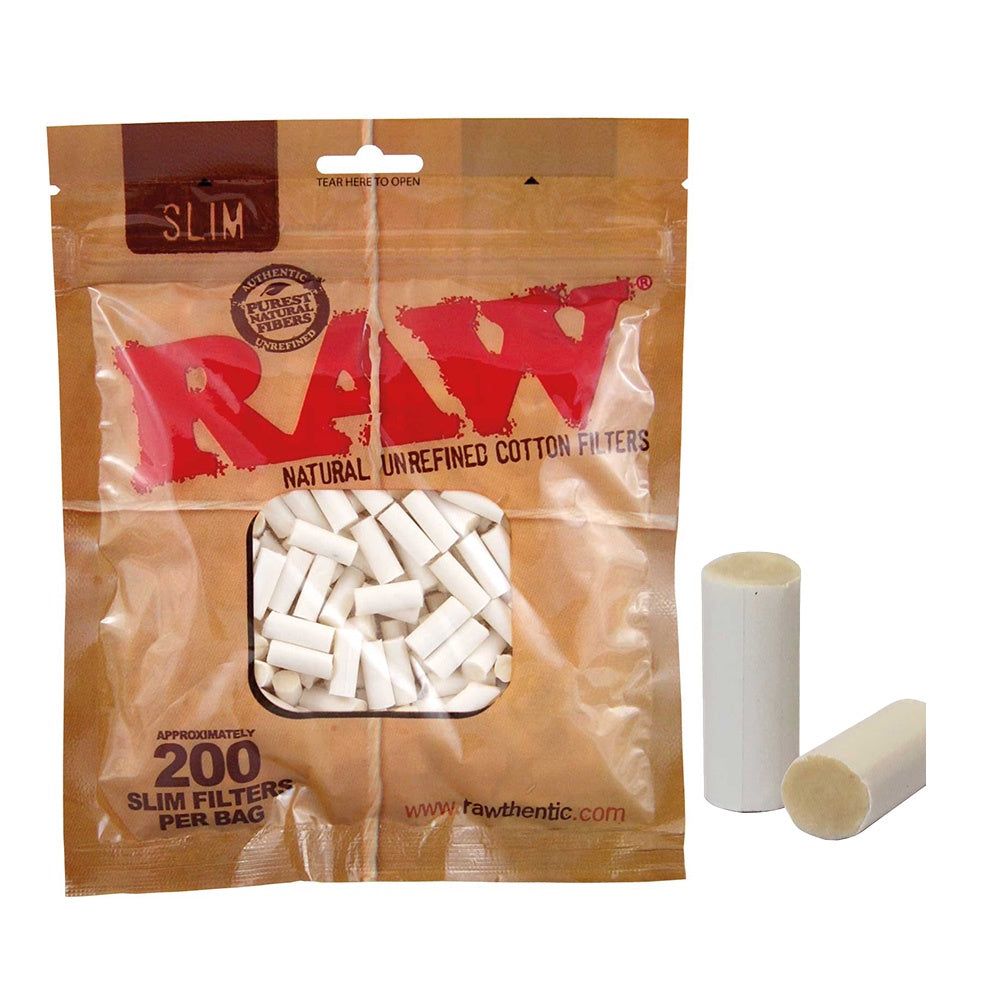 RAW Slim Cotton Filters - 200x Bag