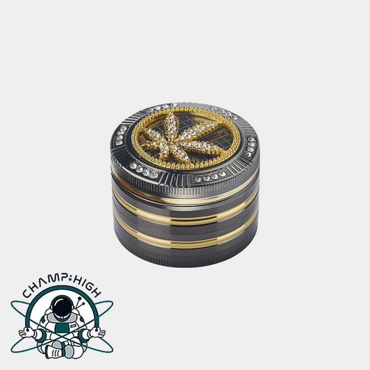 4 PART BLING BLING GRINDER - LEAF - 50MM