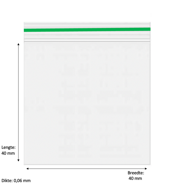 40 x 40mm 60 micron 100 stuks – Groen