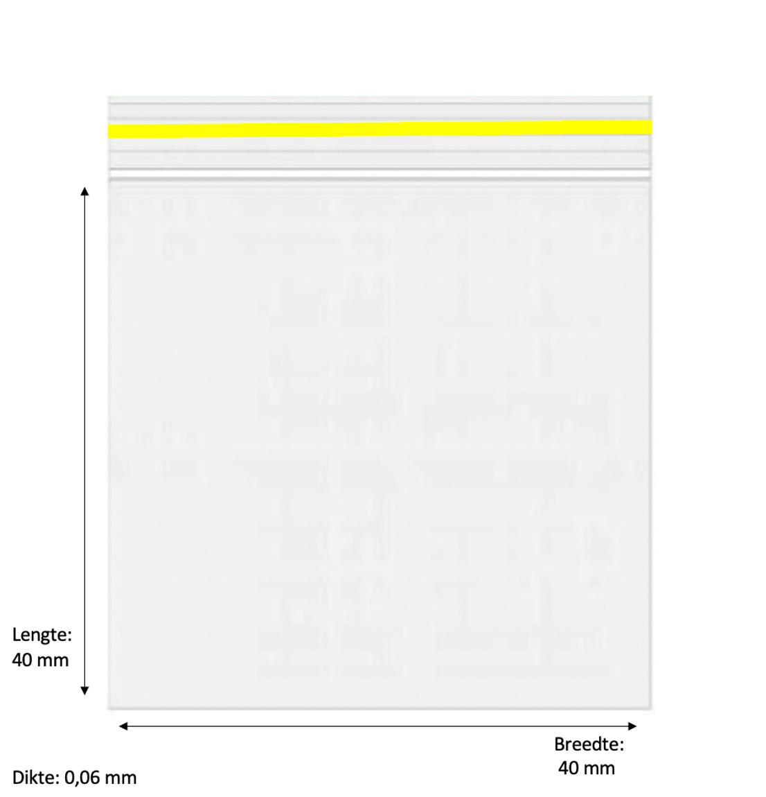 40 x 40mm 60 micron 100 stuks – Yellow