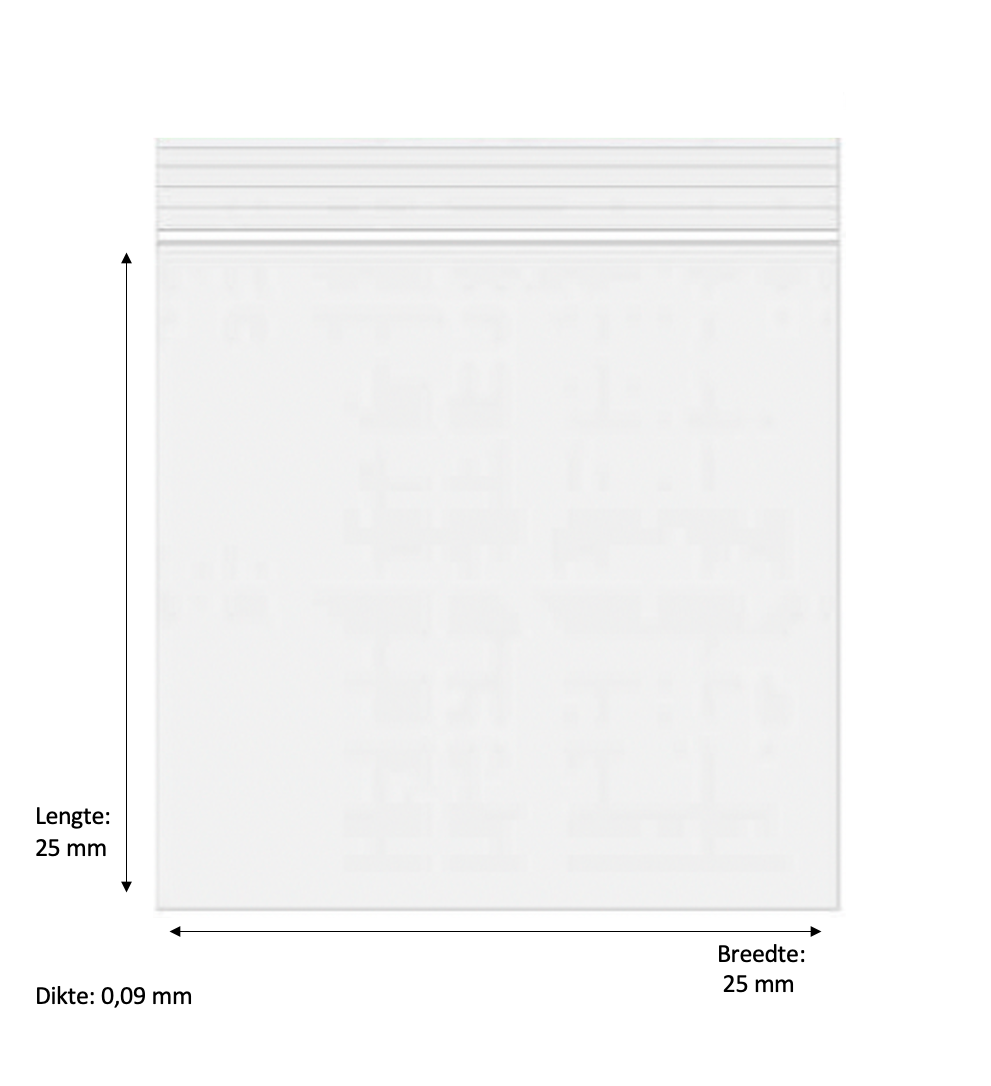 25 x 25mm 90 micron 100 stuks – Transparent