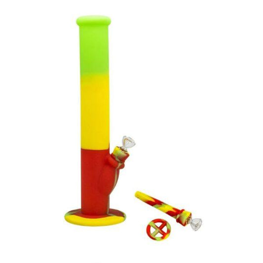 SILICONE BONG YELLOW+GREEN+RED (RASTA) 36CM