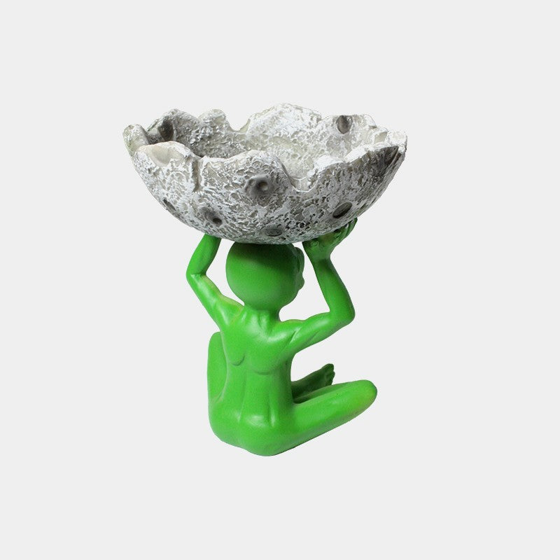 GREEN ALIEN AND MOON ASHTRAY