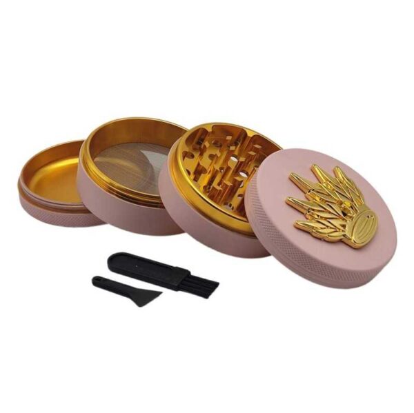 Grinder 4-Parts Prestige | Pastel Pink | 40mm | Silicone Cover | 3D Logo Gold