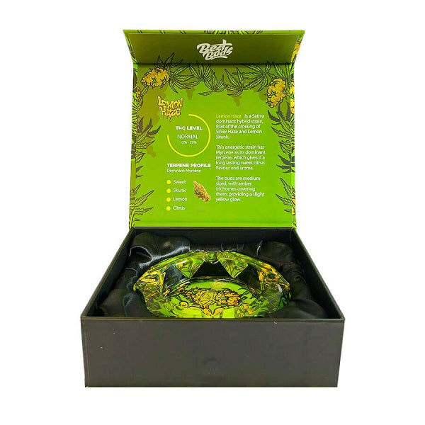 BEST BUDS CRYSTAL ASHTRAY WITH GIFT BOX LEMON HAZE