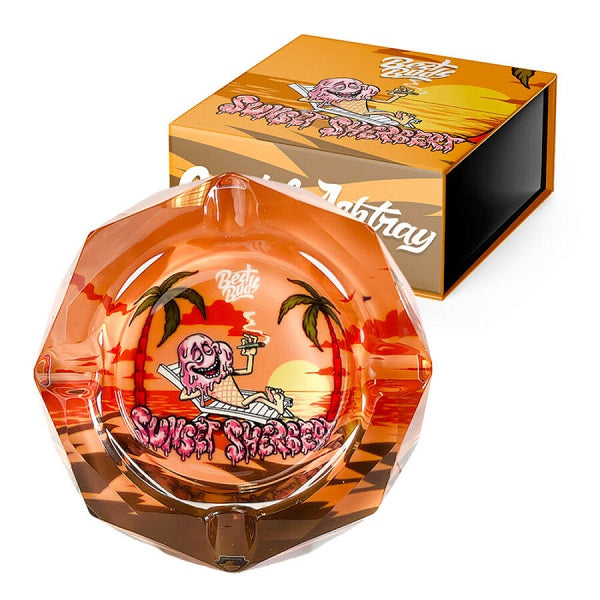 BEST BUDS CRYSTAL ASHTRAY WITH GIFT BOX SUNSET SHERBET