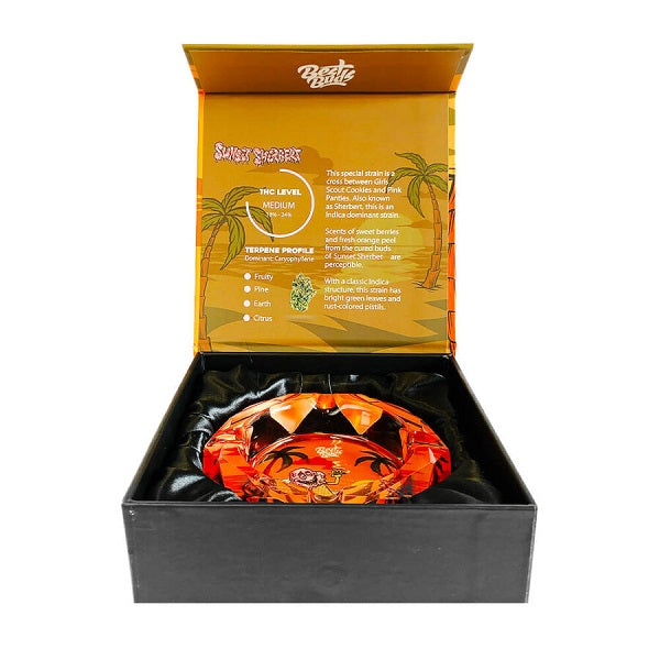 BEST BUDS CRYSTAL ASHTRAY WITH GIFT BOX SUNSET SHERBET