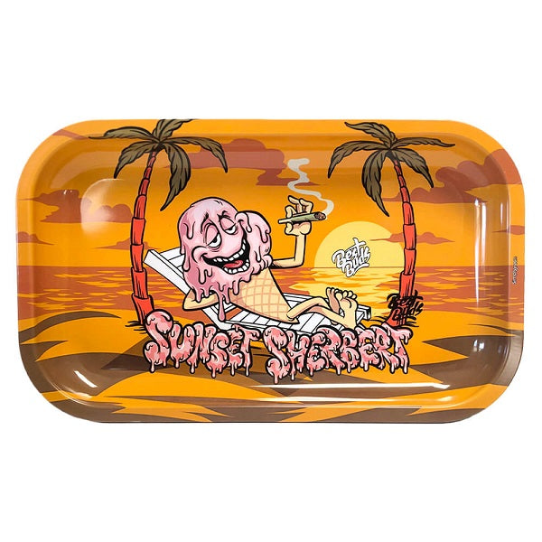 BEST BUDS SUNSET SHERBET METAL ROLLING TRAY LONG 16 X 27 CM