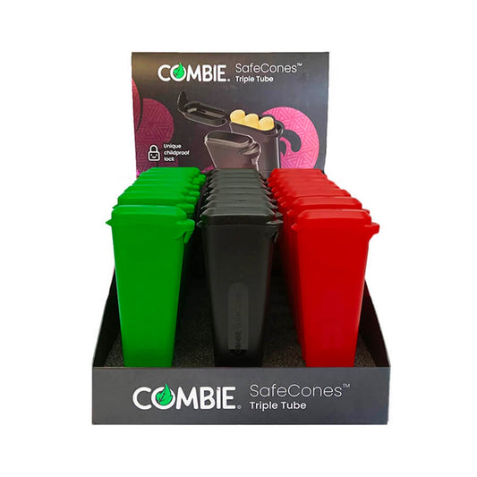 Combie Joint Holders Triple Tube Black, Red + Green