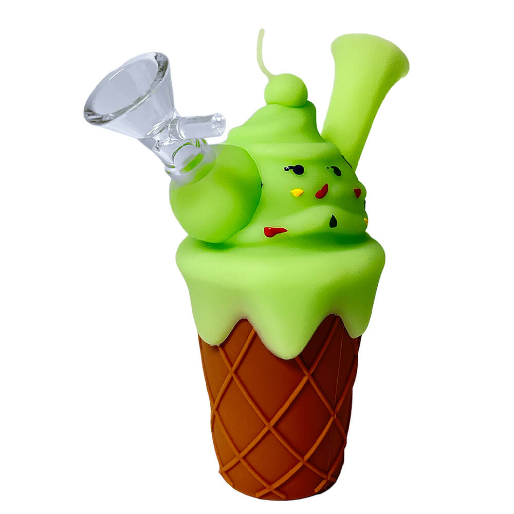 Ice Cream Cone Silicone Pipe Green 14cm