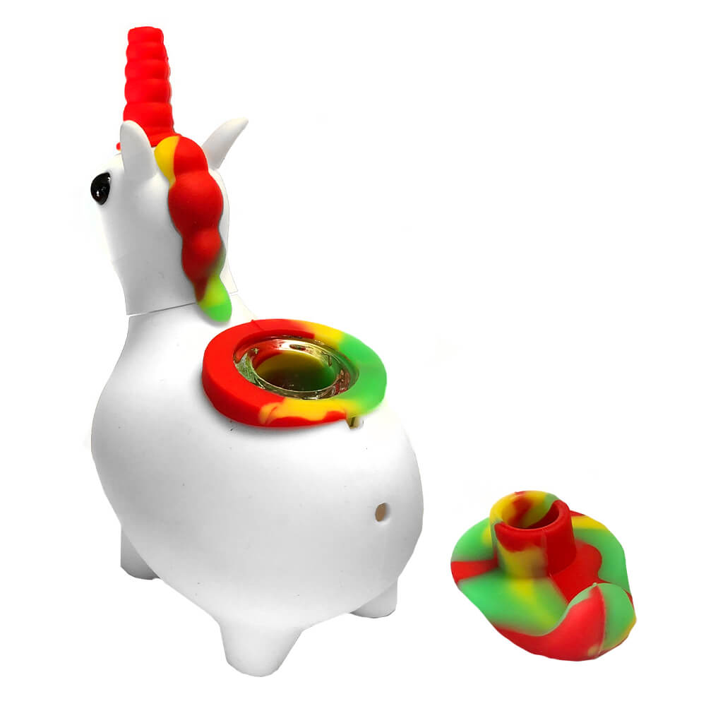 White Unicorn Silicone Pipe 12cm